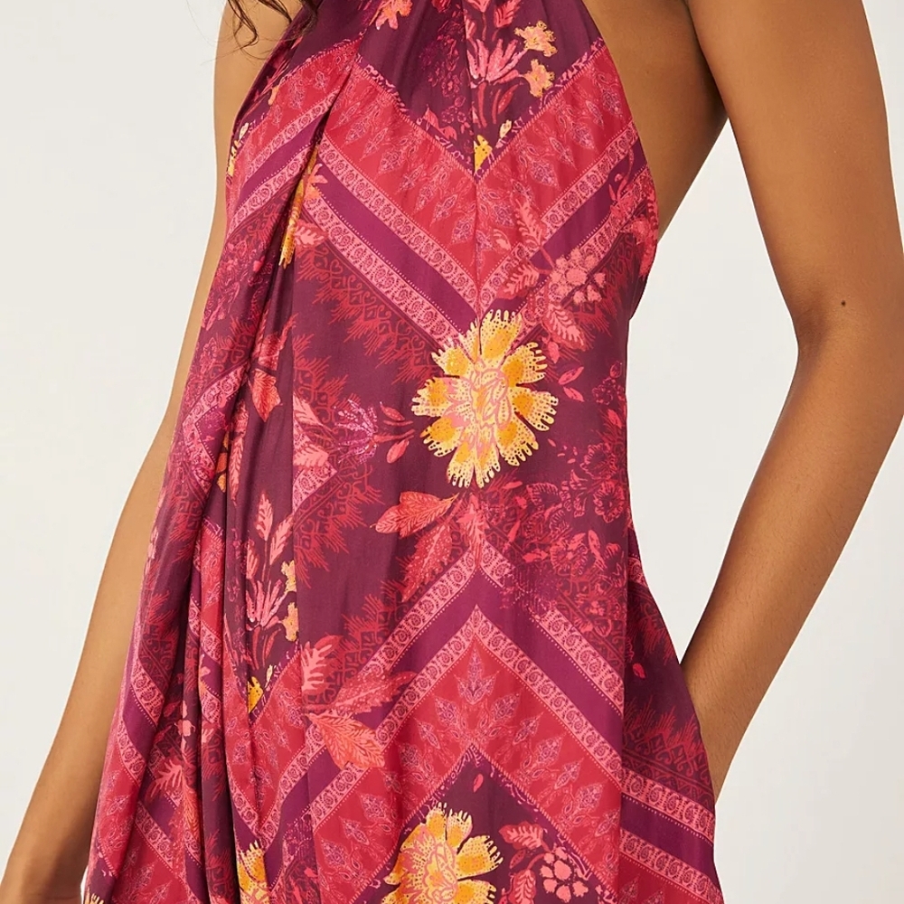 Free Peopke Floral Halter Jumpsuit in Red and Orange - Picture 2 of 4